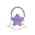 Star-shaped purple PU leather crossbody bag with pearl handle and gold chain strap - Purple