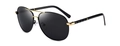 Lunettes de soleil aviateur polarisées noires avec pont doré et détails ajourés - Monture Or Noir Gris