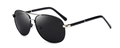Classic black polarized aviator sunglasses for men with a lightweight alloy frame - Silver Frame Black Grey Lens