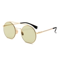 Retro-Rund-Sonnenbrille mit Goldrahmen und gelb-grünen Gläsern für modischen Vintage-Look - Gelb