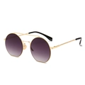 Retro runde Metall Sonnenbrille mit lila Verlaufsgläsern und Doppelsteg Rahmen Design - Dunkellila