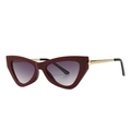 Retro-Cat-Eye-Sonnenbrille mit dunkelrotem Mattrahmen und Verlaufsgläsern auf weißem Grund - Weinrot (C5)