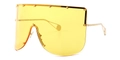 Oversize mask sunglasses in orange with gold star rivets and slim metal temples - Yellow