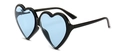 Chic heart-shaped sunglasses featuring a black frame and light blue ocean lenses - Black Frame Blue Lens