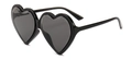 Fashionable heart-shaped sunglasses with black glossy frames and dark grey lenses - Black Frame Black Lens