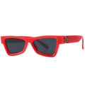 Retro red cat-eye sunglasses with wide frames and gold metal accents for trendy street style - Bright Red Frame Black Lens (C3)