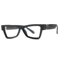 Retro cat eye sunglasses with thick black frame and golden metal hinge accents - Bright Black Frame Clear Lens (C5)
