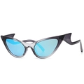 Moderne Cat-Eye-Sonnenbrille mit dunkelgrauem Rahmen und gewellten Bügeln im Retro-Stil - Grauer Transparenter Rahmen Eisblaue Linse (C3 Grau Eisblau)