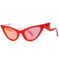 Retro-Cat-Eye-Sonnenbrille mit roten Rahmen und einzigartigen Wellenbügeln - Hellroter Rahmen Rote Linse (C4 Rot Rot)