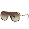 Classic tortoise shell square oversized sunglasses with gold metal temples and brown lenses - Gold Frame Tea Gradient