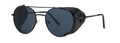 Steampunk sunglasses with black metal round frame and faux crocodile leather side shields - Black Grey (C1)