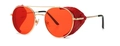 Steampunk round sunglasses with red lenses, gold metal frame and red snakeskin side shields - Red (C5)