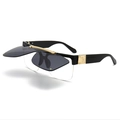 Modern vintage mask flip-up sunglasses in black and gold with square lenses - Black Gold Frame Grey Lens