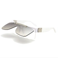 Lunettes de soleil rétro à clapet avec monture blanche large et verres dégradés gris - Mercure Blanc Argenté