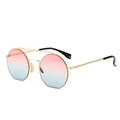 Lunettes de soleil dorées tendance avec verres dégradés rose vers bleu et double pont - Bleu Pâle