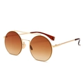 Retro-Sonnenbrille mit rundem Goldmetallrahmen und braunem Farbverlauf - Braun