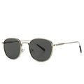 Classic round metal sunglasses with gold frames and dark lenses for a retro fashion look - Silver Black Gray
