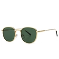 Modern vintage round metal sunglasses with gold frames and dark green lenses - Gold Frame Transparent Green Lens