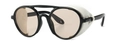 Black steampunk sunglasses with tinted lenses and white embossed leather side shields - Black Frame White Shield Champagne Lens
