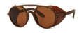 Steampunk round sunglasses with brown frame and red-brown snakeskin textured side shields - Tea Frame Tea Shield Tea Lens