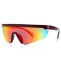 Men's sports polarized sunglasses with one-piece colorful gradient shield lens - Multicolor Red (C3)