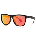 Classic square TR polarized sunglasses with matte black frames and orange mirrored lenses - C2 Black Frame Orange Lenses
