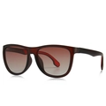 Classic men's square polarized sunglasses with matte dark red frames and brown gradient lenses - C4 Black Frame Double Tea Lenses