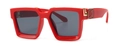 Lunettes de soleil carrées rouges avec monture épaisse, verres gris et détail doré - Monture Rouge Verres Gris Foncé