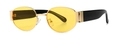 Retro-Oval-Sonnenbrille mit gelben Gläsern, Goldmetallrahmen und schwarzen Bügeln - Gold Gelb (C7)