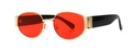 Steampunk Oval-Sonnenbrille mit goldenem Metallrahmen, roten Gläsern und breiten Bügeln - Gold Rot (C8)