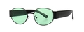 Steampunk ovale Metallsonnenbrille mit breiten schwarzen Bügeln und hellgrünen Gläsern - Schwarz Grün (C2)