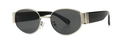 Retro Steampunk Oval Sonnenbrille mit goldenem Metallrahmen und schwarzen Gläsern - Silber Grau (C6)
