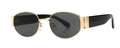 Steampunk ovale Metall-Sonnenbrille mit goldnem Rahmen und schwarzen Bügeln für Herren - Gold Schwarz Grau (C4)