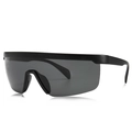 Classic men's TR polarized one-piece wrap-around sunglasses with matte black frames - Black Frame Black Gray Lenses (C2)