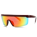 Classic burgundy TR polarized sports sunglasses with one-piece iridescent wrap lens - Brown Frame Dazzle Color Lenses (C3)