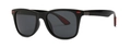 Classic matte black square pilot sunglasses with gray polarized lenses and red accents - Bright Black Frame Grey Lens