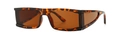 Futuristic tortoise shell rectangle sunglasses with brown lenses and side window shield - C4 Leopard Print Tea