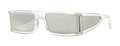 Lunettes de soleil rectangulaires modernes avec monture transparente et verres gris - C2 Miroir Argenté Transparent