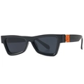Retro cat eye sunglasses with thick black frames and orange hinge details - Black Frame Black Lens Orange Accents (C4)