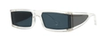 Square sunglasses with transparent frame and dark grey lenses for women - C6 Transparent Grey