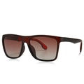 Classic men's square polarized sunglasses with dark red matte frame and gradient lenses - C4 Tea Frame Double Tea Lenses
