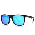 Classic square TR frame polarized sunglasses in matte black with blue mirrored lenses - C3 Black Frame Ice Blue Lenses