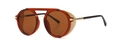 Steampunk round sunglasses with amber frames and side shields for a retro industrial look - C6 Amber Frame Tea Lens