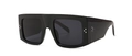 Klassische Oversize-Sonnenbrille in Schwarz mit dickem Rahmen und dreifachen Metallnieten - Schwarzer Rahmen Schwarz Graue Gläser