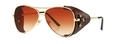 Retro aviator sunglasses with gold frames, brown gradient lenses, and leather side shields - Gold Frame Tea Gradient Lens
