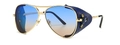 Pilot sunglasses with gradient blue lenses and gold metal frames with blue leather side shields - Gold Frame Blue Gradient Lens