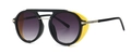 Steampunk sunglasses with black round frame and yellow side shields for wind protection - C5 Black Frame Yellow Side Shield Lens