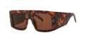 Klassische quadratische Oversize-Sonnenbrille mit Schildpattmuster und Metallnieten - Schildpatt Rahmen Tee Linse