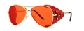 Aviator sunglasses with golden metal frame, orange lenses and red leather side shields - Gold Frame Red Lens