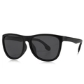 Classic men's square polarized sunglasses with matte black frames and dark grey lenses - C1 Black Frame Black Lens